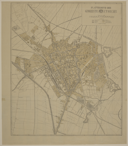 217332 Plattegrond van de gemeente Utrecht. N.B. Op de achterzijde een alfabetische lijst van straten en bruggen en ...